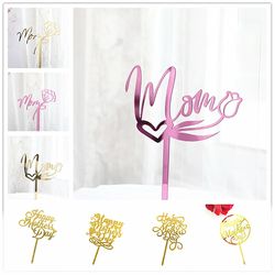 2023 Gold Red Tulip Acrylic MOM Cake Topper: Perfect Mother's Day Party Decoration & Gift