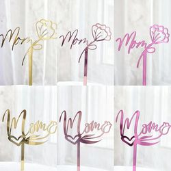 Gold Red Tulip Acrylic MOM Cake Topper: Happy Mother's Day & Birthday Party Decor
