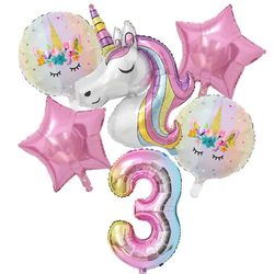 1Set Rainbow Unicorn Balloon 32" Number Foil Balloons for 1st Kids Unicorn Theme Birthday Party Decorations & Baby Showe