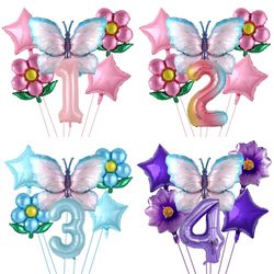 40-inch Butterfly Number Balloons Set for Pink Blue Sunflower Baby Shower Decor, Helium Ballon Birthday Party Wedding Gl