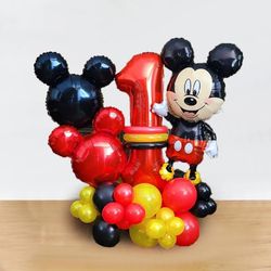 Mickey Mouse Foil Balloons Set - 32pcs Red & Black Latex, 32-inch Number Balls for Birthday & Baby Shower Decoration