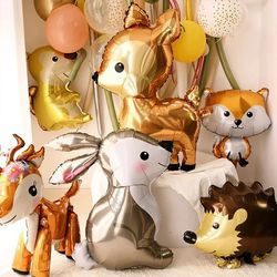 Animal Theme Foil Balloon: Deer, Rabbit, Squirrel - Safari Party Decor for Adult & Kids Birthday - Decoration Supplies G
