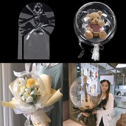 3pcs Large Wide Neck Transparent Bobo Balloon Flower Bouquet Doll Snack Gift Wrap for Valentines Day, Birthday Party, We