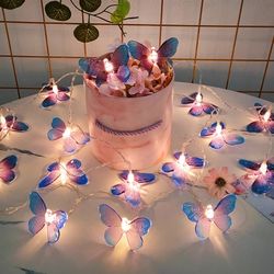 1.5M 10 LED Butterfly Lights String: Battery Operated Outdoor Fairy Night Lamp for Room Decoration, Garland Curtain Idea