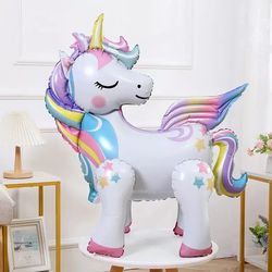 4D Unicorn Foil Balloons Elephant Animal Stand Balloon for Kids Girls - Perfect Unicorn Birthday Party Decoration & Baby