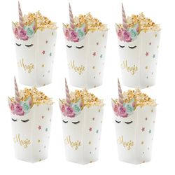 Unicorn Party Supplies: Paper Popcorn & Gift Boxes for Kids' Birthday & Baby Shower Decorations