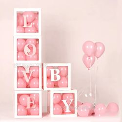 Custom Name Balloon Box for Baby Shower, Birthday, Wedding - Transparent Balloon Letter Box & 1st Birthday Party Decorat
