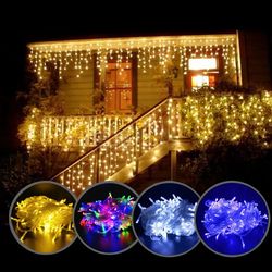4M 96Leds 220V Christmas Garland LED Curtain Icicle String Lights - Holiday Outdoor Decor for Garden Streets