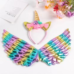 Girls Unicorn Headband with Rainbow Wings and Cat Ears - Perfect for Unicorn Birthday Parties and Dress-Up!