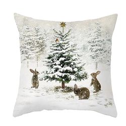 Merry Christmas Decor: Elk Tree Cushion Cover for Home 2023 | Xmas Natal Navidad Gifts & Ornaments