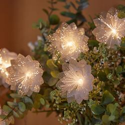 Battery-Operated LED Fiber Optic Fairy Lights for Christmas & New Year's Decor | Garland, Artificial Flowers, Festoon