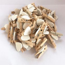 2023 New 50Pcs Wooden Clips Love Heart Pegs Clothespin DIY Wedding Decoration Craft Pegs