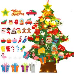 DIY Felt Christmas Tree 2023 Decorations for Home Navidad Xmas Tree with Lights Ornaments New Year Gift