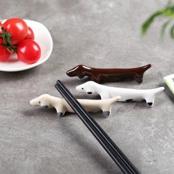 Cute Ceramic Dachshund Dog Chopsticks Holder: Adorable Tableware Rack Stand