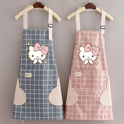 Kawaii Hello Kitty Apron Sleeve Set: Waterproof & Oilproof Anime Cartoon Print - Fashionable Kitchen Household Item, Ide
