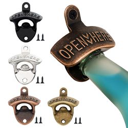 Vintage Wall Mounted Kitchen Bottle Opener: Retro Alloy Bar Gadget for Easy Beer Opening