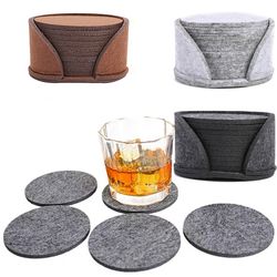 10pcs Round Felt Coaster Set: Heat Resistant Dining Table Protector Pads for Cups, Mugs, Coffee, Tea - Kitchen Accessori