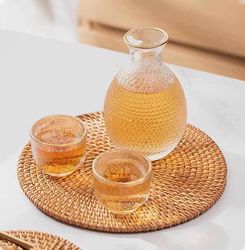 Hand-Woven Rattan Coasters: Natural Round Mats for Hot Insulation & Kitchen Decoration (8-20cm)