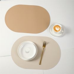 Oval Leather Placemat: Oil-Proof, Waterproof, Heat Resistant Dining Table Decor