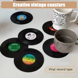 Vintage Vinyl Coaster: Heat-Resistant Coffee Placemat for Retro Home Decor