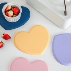 Thicker Heat Resistant Silicone Mat: Non-slip Cup Coasters & Heart-shaped Placemat for Kitchen Tables