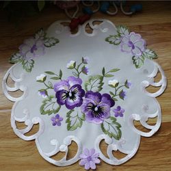 Super Flowers Hollow Embroidery Placemat: Lace Doily for Kitchen Dining Table - New Wedding Drink Pad