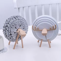 Sheep Felt Coaster Set: Creative Heat-Resistant Drink Mat - Kawaii Home Decor