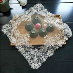 European-style Lace Fabric Coaster: Square 40cm - Embroidered Tea Set Placemat for Dining Mat