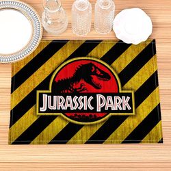 Jurassic Park Print Linen Dining Table Mats: Alphabet Kitchen Placemat, 30X40cm - Coasters & Pads