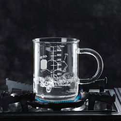 Graduated Borosilicate Glass Beaker Mug with Handle - Multi-Function Food Grade Measuring Cup K2V