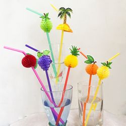 50pcs 23cm 3D Fruit Cocktail Straws: Paper Umbrella Party Decoration - Color Assorted 1