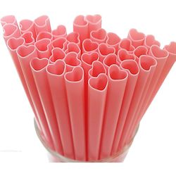 10pcs Creative Heart Pink Disposable Straws for Bride Tribe Hen Party - Bachelor Party & Wedding Supplies