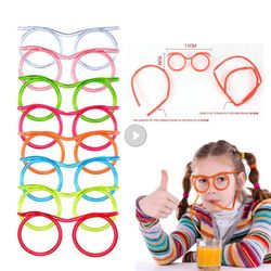 Flexible Funny Glasses Straw: Unique Plastic Drinking Tube for Kids Party & Bar, Colorful Beer Accessories