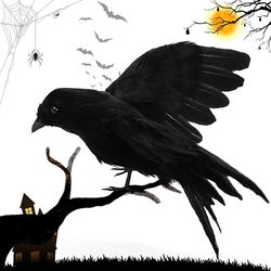 Halloween Black Raven Crow Simulation Prop - Scary Pest Control & Party Decoration Supplies