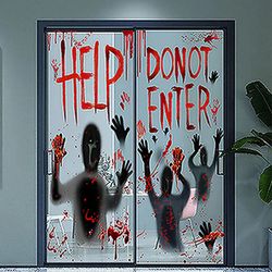 Big Removable Happy Halloween Stickers: Blood Hands - Home, Bathroom, Toilet, Horror Windows Wall Decor