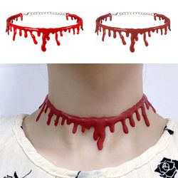 Halloween Horror Blood Drip Necklace: Fake Blood Vampire Fancy Joker Choker - Party Costume Accessories