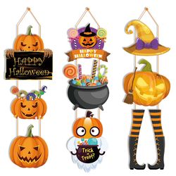 Halloween Paper Hanging Sign: Spooky Pumpkin, Witch, Ghost Front Door Hanger - Diy Party Decoration 2023