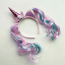 Unicorn 1st Birthday Girl Headband: Cute Kids Hair Hoop for Baby Shower Party - Unicorn Party Decor & Accessories