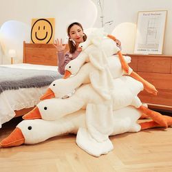 Cute Big White Goose Plush Toy | Kawaii Huge Duck Sleep Pillow Cushion - Soft Stuffed Animal Doll | Ideal Birthday Gift