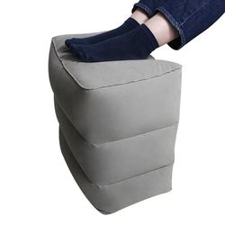 3-Layer Inflatable Travel Foot Rest Pillow: Airplane, Train, Car Cushion with Storage Bag & Dust Cover
