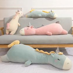 Soft Toy Unicorn with Silver Horn: High-Quality Stuffed Animal Pillow