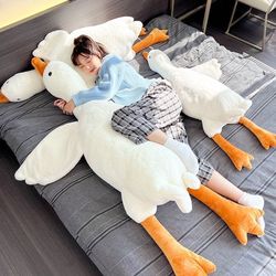 190cm Giant Long Plush White Goose Toy: Lifelike Stuffed Duck Pillow with Big Wings for Hug & Massage - Perfect Boyfrien