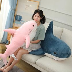 Colorful Shark Plush Toy - 15-140cm, Blue/Pink/Grey - Stuffed Animal Fish Soft Doll, Whale Sleep Pillow - Kawaii Gift fo