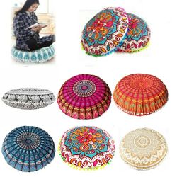 Bohemian Mandala Pillowcase: 40CM Round Cushion Cover with Flower Print for Home & Hotel
