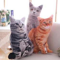 Soft 3D Cat Figure Pillows: Cute Simulation Cat Shape Cushions for Sofa Decoration and Kids' Gifts