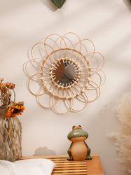 Handmade Aesthetic Wall Mirror Decor: Knitted Art for Bedroom & Living Room