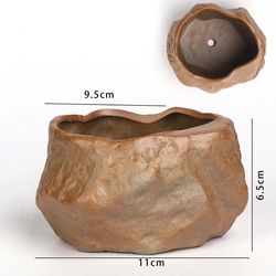 Ceramic Stone Small Plant Pot for Succulents, Flowers & Bonsai