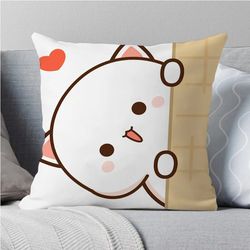 Kawaii Mocha Mochi Peach Cat Pillowcases - Cute Throw Pillow Covers for Home Decor