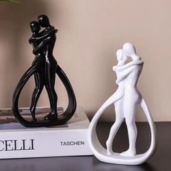 Abstract Couple Statue: Modern Home Decoration Sculpture for Aesthetic Living Room