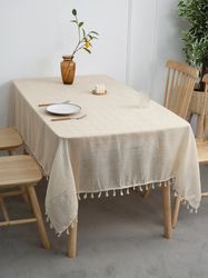 Washable Linen Table Cloth for Rectangle Tables - Ideal for Parties, Indoor, Outdoor Dining
